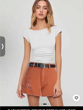 Cider distressed burnt orange Jean shorts
